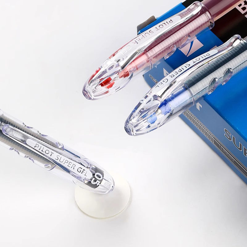 Pilot Super Gel Ballpoint Pen BL-SG-5 | Bullet Tip | Pack of 12 (Black / Blue / Red)
