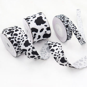 Cow print heat transfer grosgrain ribbon 3 pack, 10/22/38mm rolls