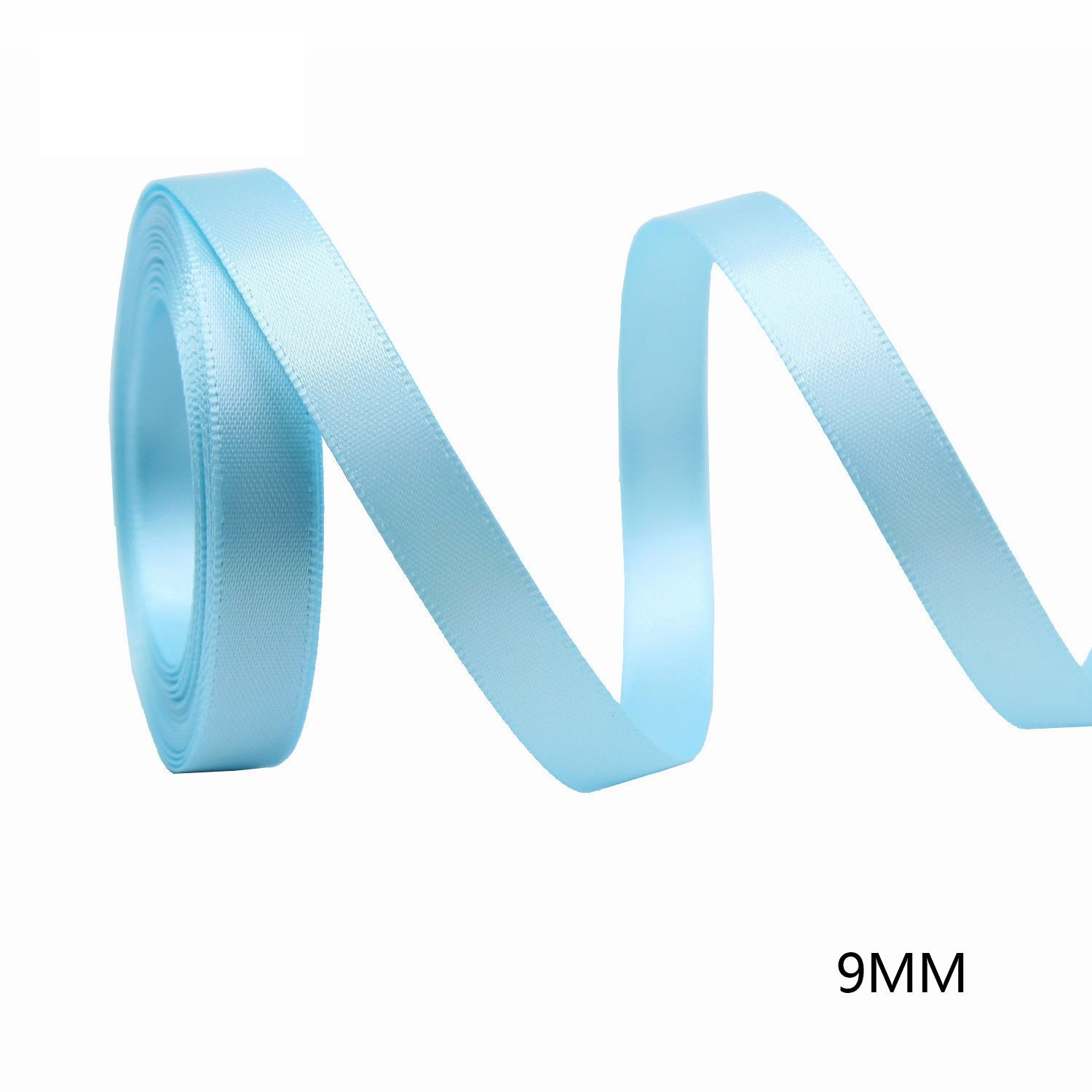 Light blue 9mm ribbon roll, textured finish, for Easter gift packaging