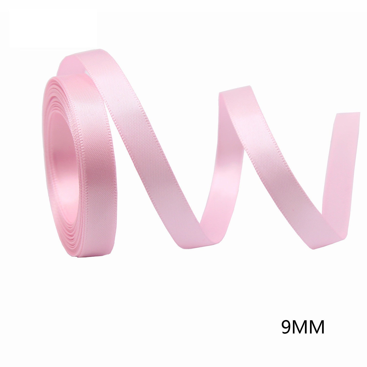 9mm pastel pink ribbon roll, solid color weave