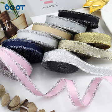 Ribbed metallic ribbon set (gold and silver), assorted widths