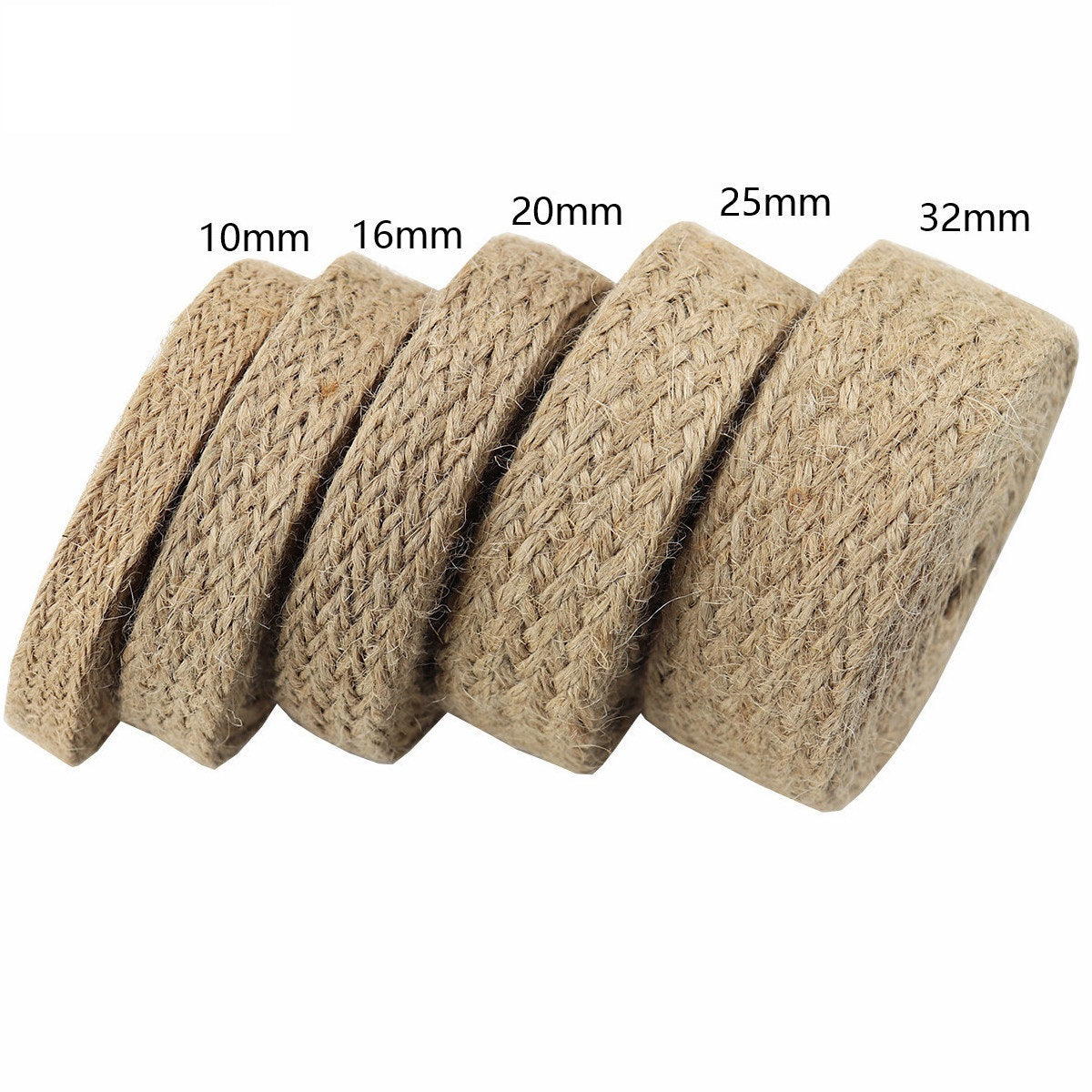 Natural hemp ribbon set, 5 pack widths 10–32mm (10/16/20/25/32mm)