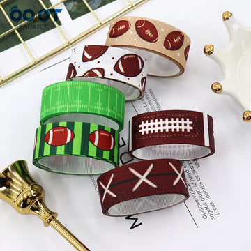 22 mm green-and-brown football ribbon webbing, 6-pack patterns in multiple colors