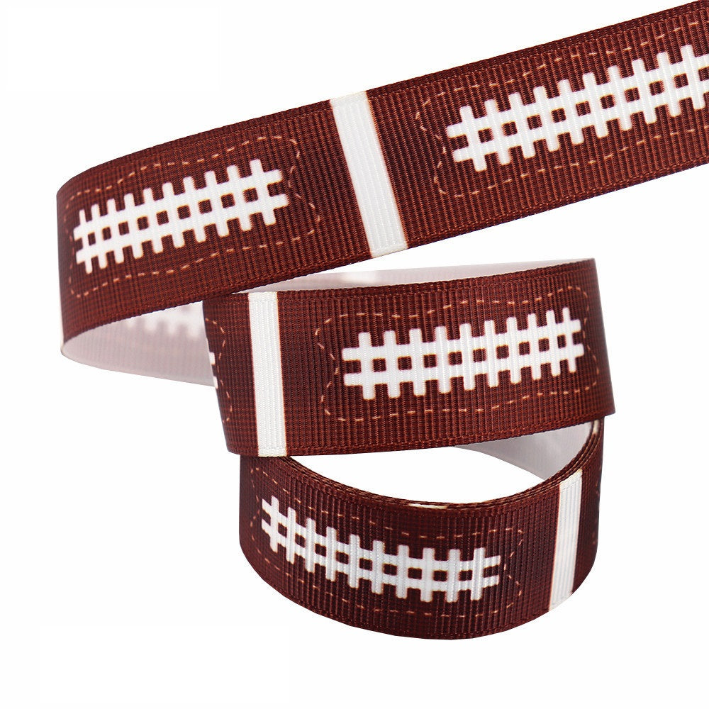 22 mm dark brown ribbon webbing with white yard lines, stacked loops