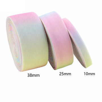 Candy-Gradient Veloursband, 3er-Set: 38mm/25mm/10mm, gerollt