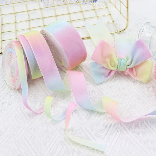 10/25/38MM Velvet Gradient Candy Color Ribbon 3 Pack