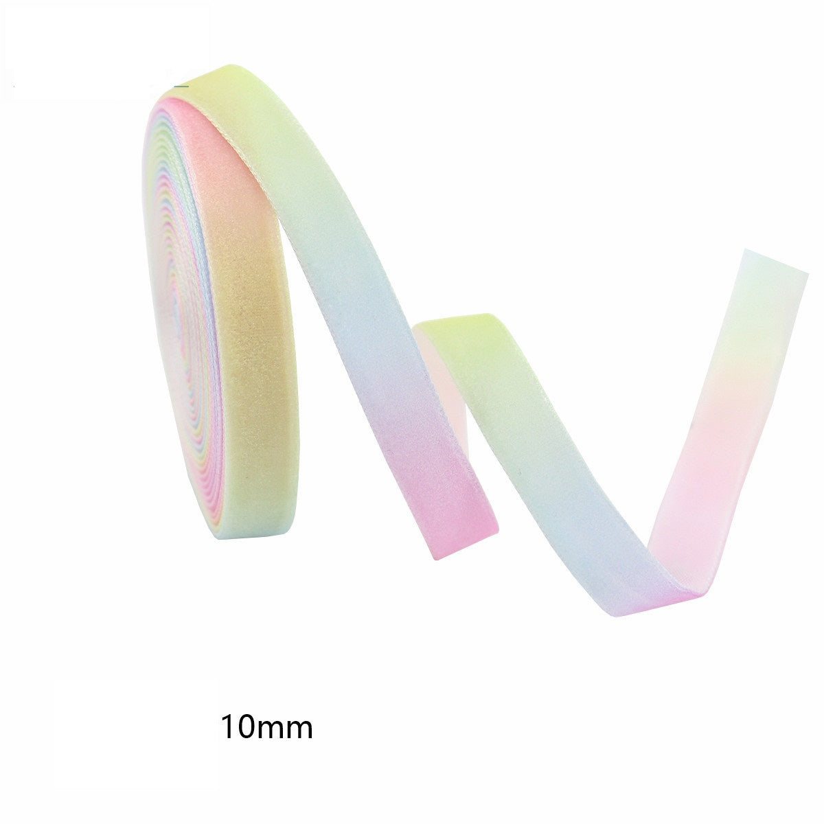 Candy-Gradient Veloursband 10mm, violett-rosa-gelb Verlauf, von der Rolle