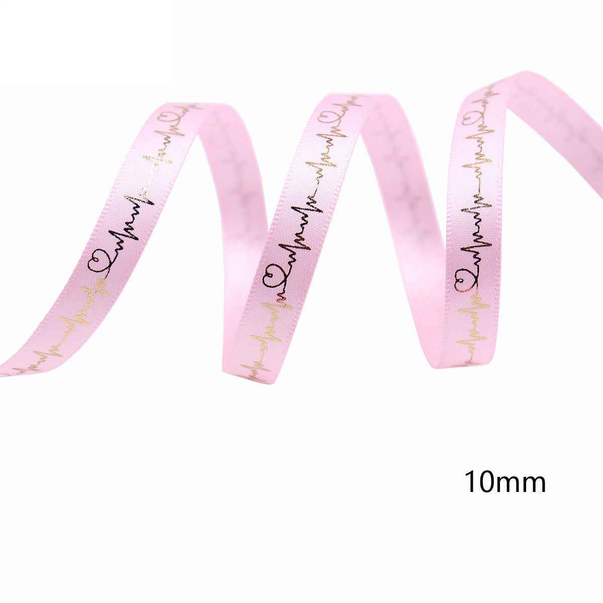 10mm light pink ribbon with gold XOXO and heart text