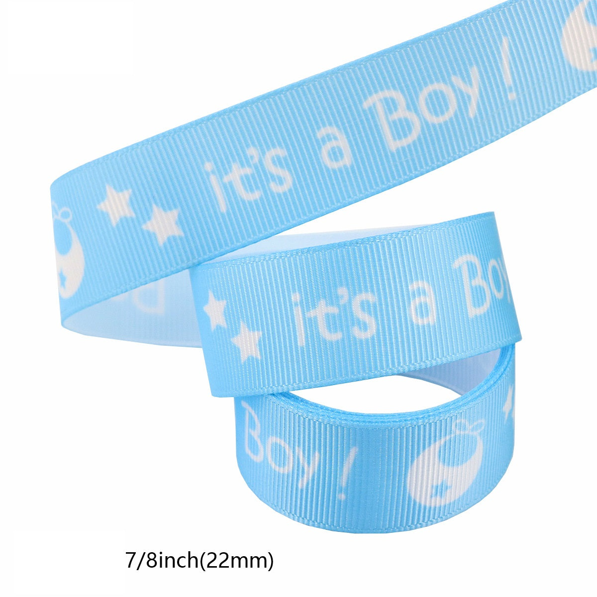 Blå “It’s a Boy!”-textband i 22mm bredd