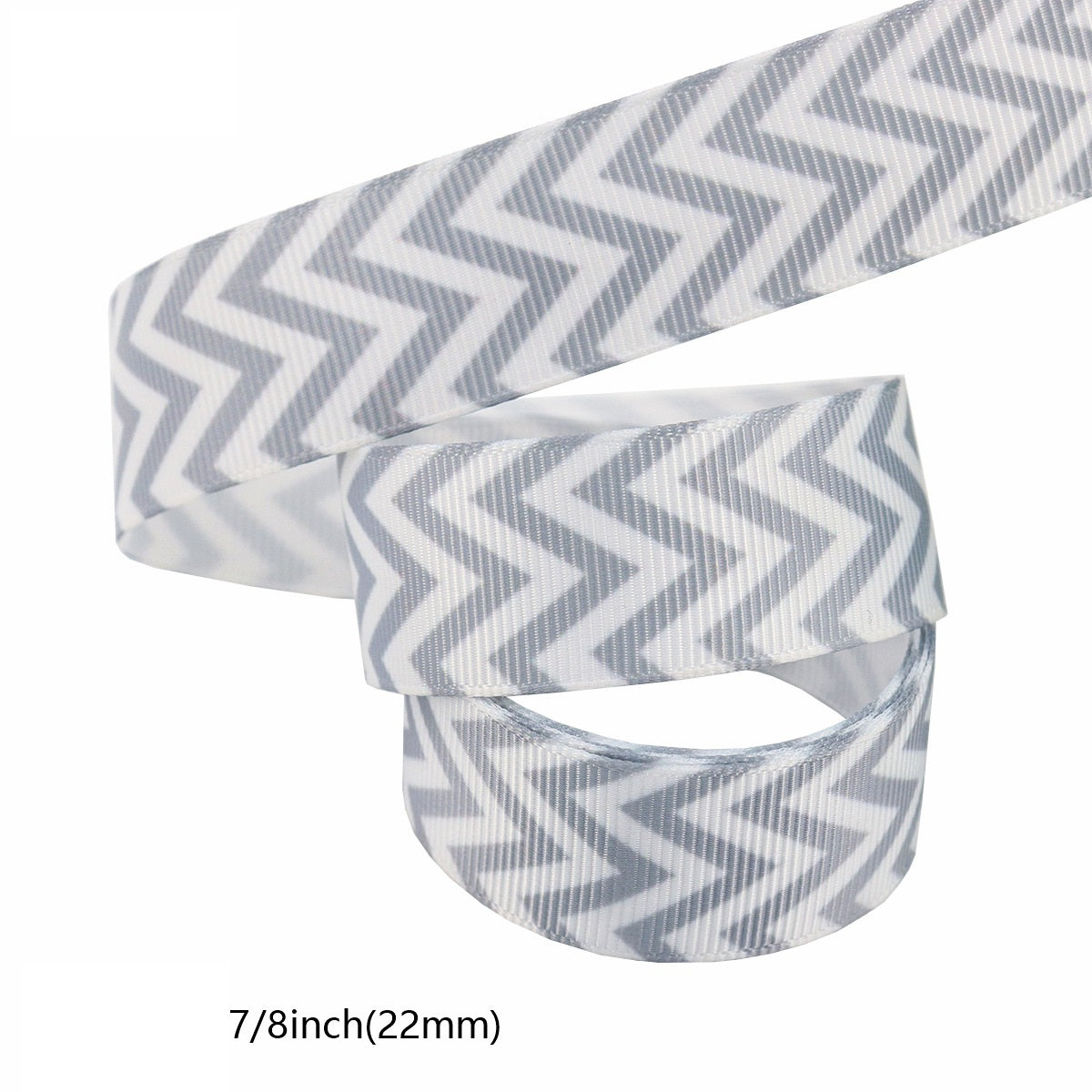 Gråblått vågmönstrat band (zigzag) i 22mm bredd