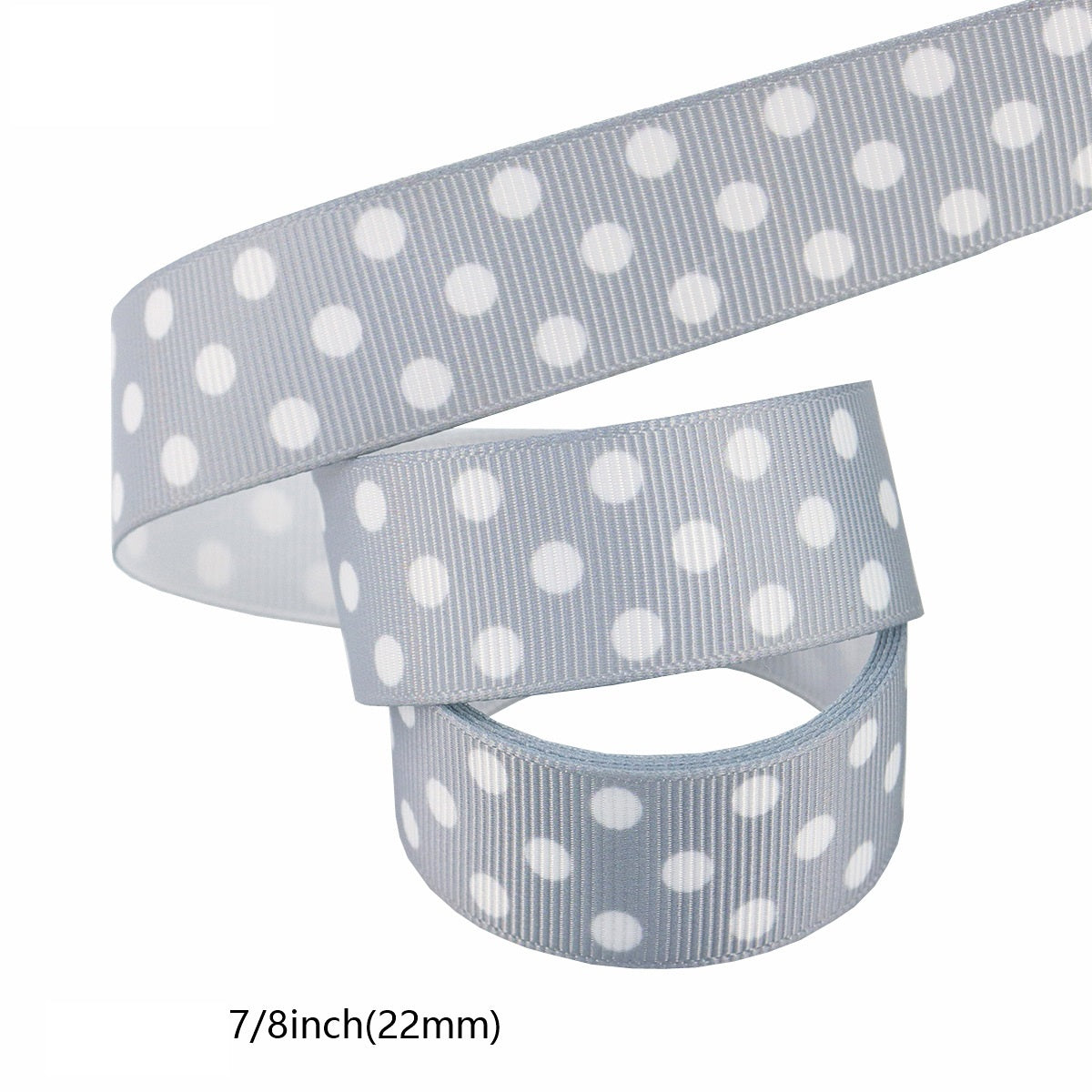 Grått band med vita prickar, 22mm bredd
