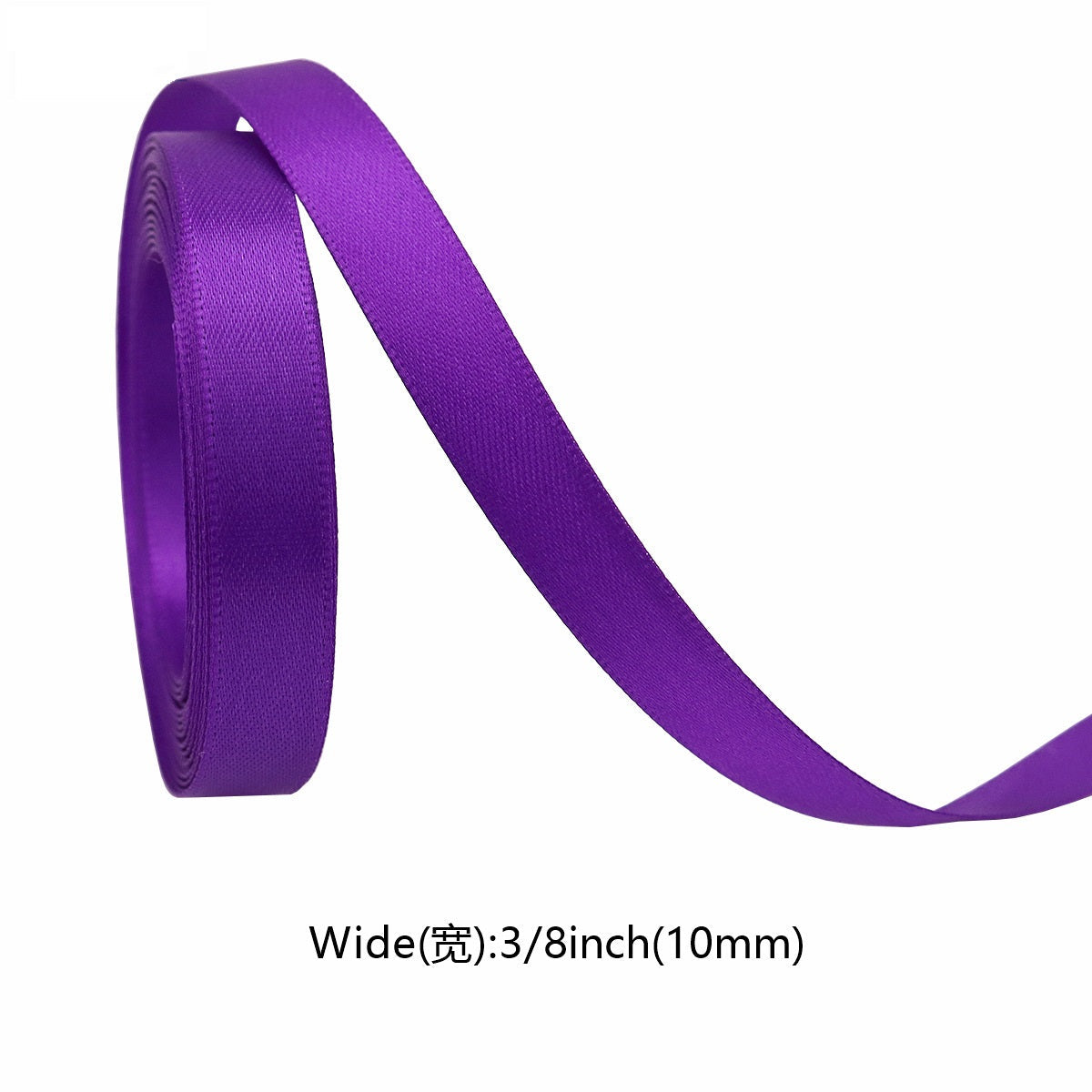 Purple satin ribbon, plain; 10mm wide