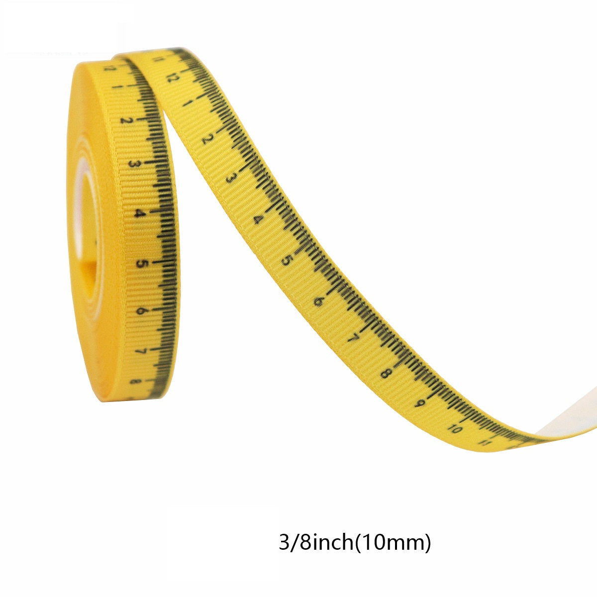 Yellow ruler ribbon band with printed numbers 1–10, narrow roll (10mm)