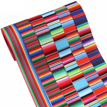 1-inch ribbed ribbon with rainbow stripes, folded view