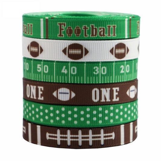10mm Football Ribbed Ribbon for Cheerleader Headbands 6 Color