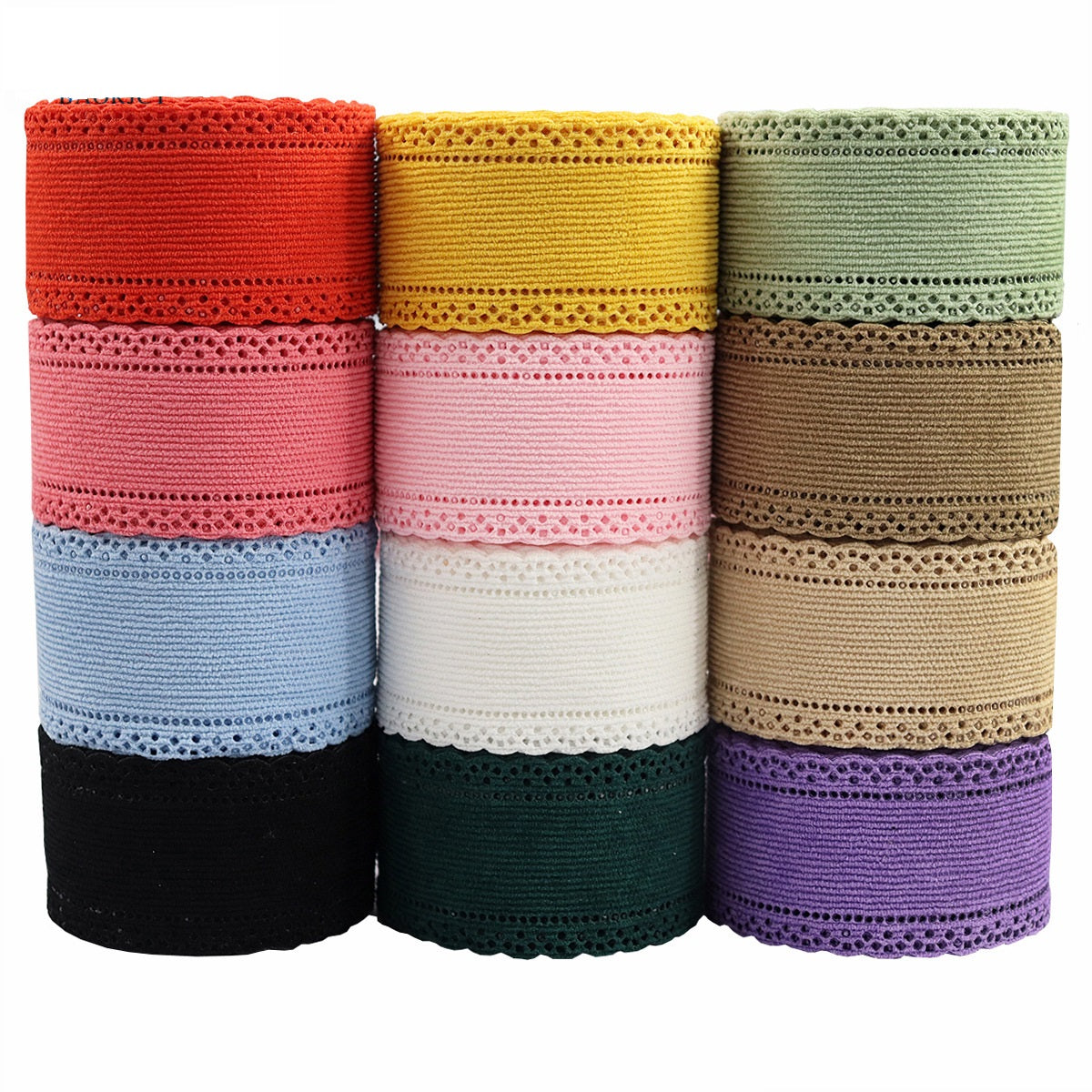 1.5 inch velvet ribbon rolls set with lace edge in multiple colors