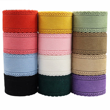 1.5 inch velvet ribbon rolls set with lace edge in multiple colors