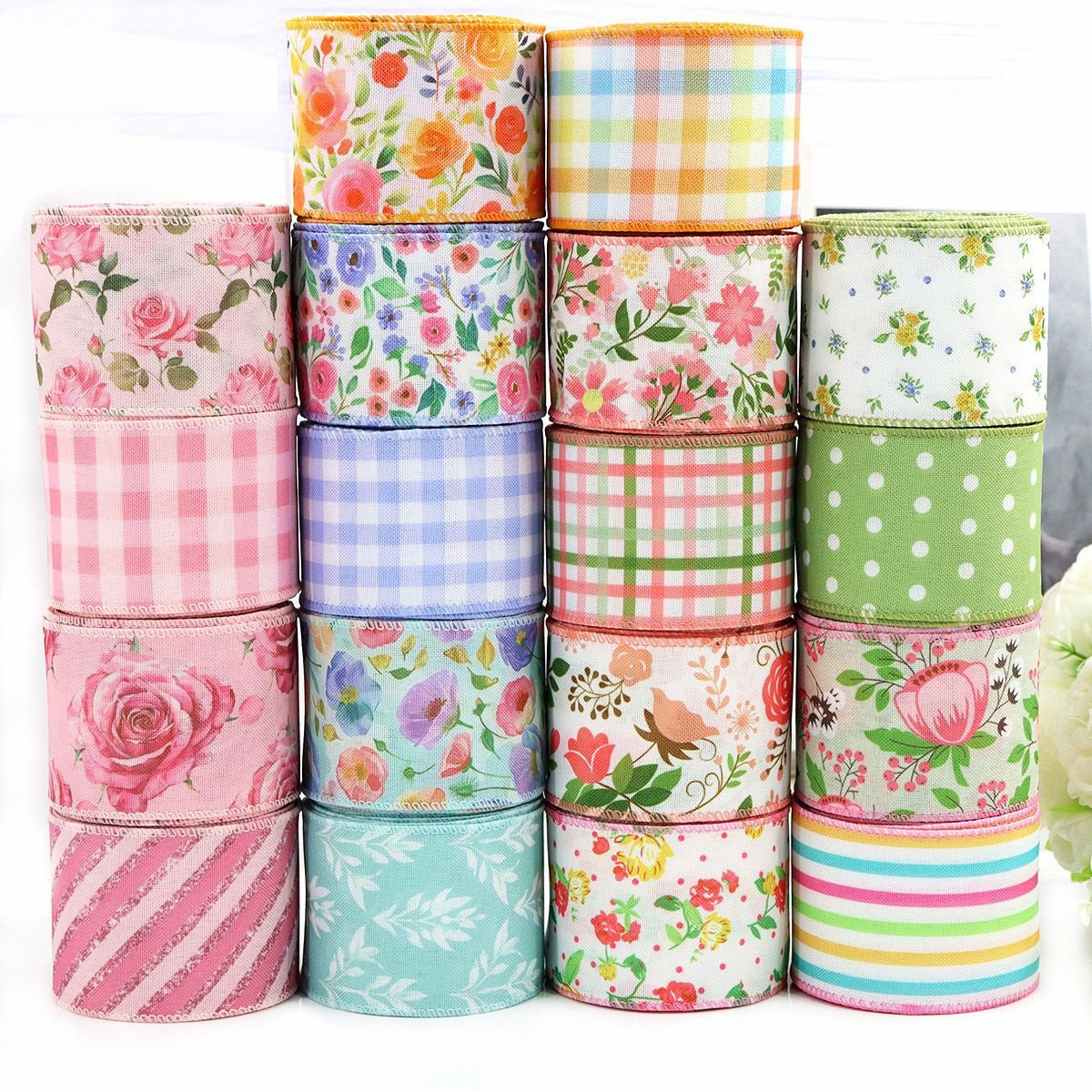 Spitzenband 63 mm: Blumen, Karo & Streifen, mehrere Rollen