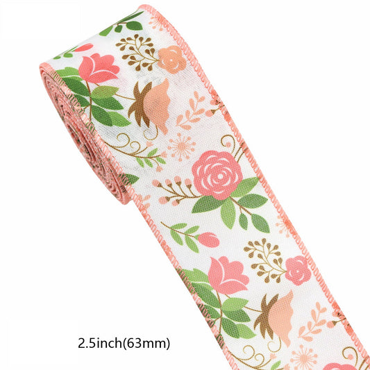 63mm Spring Flower Wire Edge Crochet Ribbon 5 Yards per Roll
