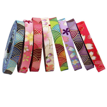 Sakura water ripple ribbon set, 8 spools in mixed widths (10mm, 25mm, 40mm).