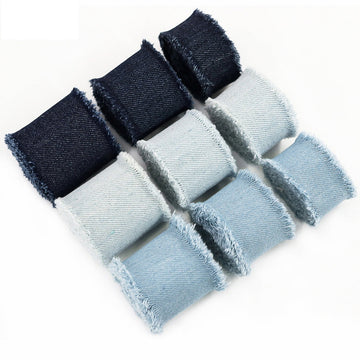 Jeansbänder 9er Pack in hellblau & dunkelblau, ausgefranste Ränder