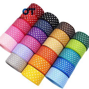 25mm Polka Dot Grosgrain Ribbon, verschiedene Farben, weiße Punkte
