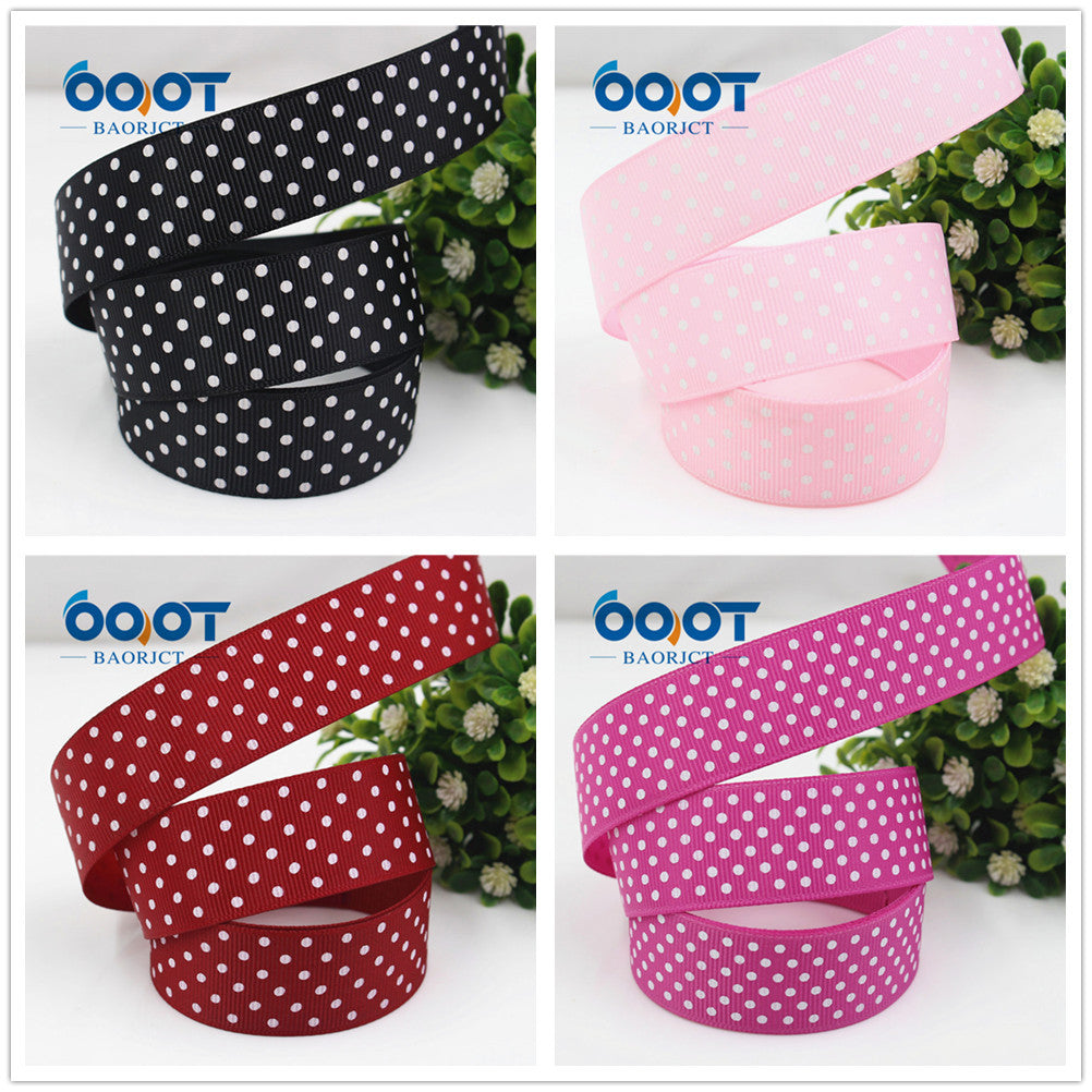 25mm Polka Dot Grosgrain Ribbon, Schwarz, Rosa, Rot und Magenta mit weißen Punkten