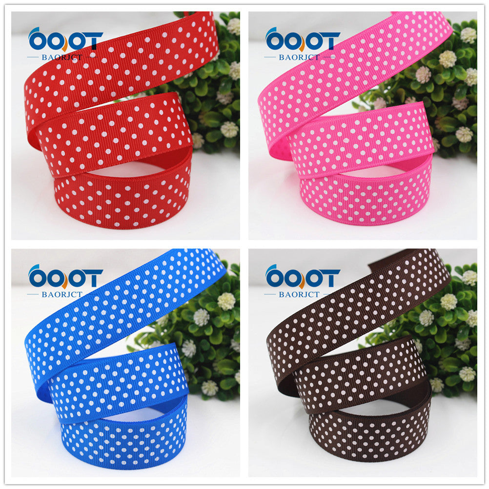 25mm Polka Dot Grosgrain Ribbon, Rot, Pink, Blau und Braun mit weißen Punkten