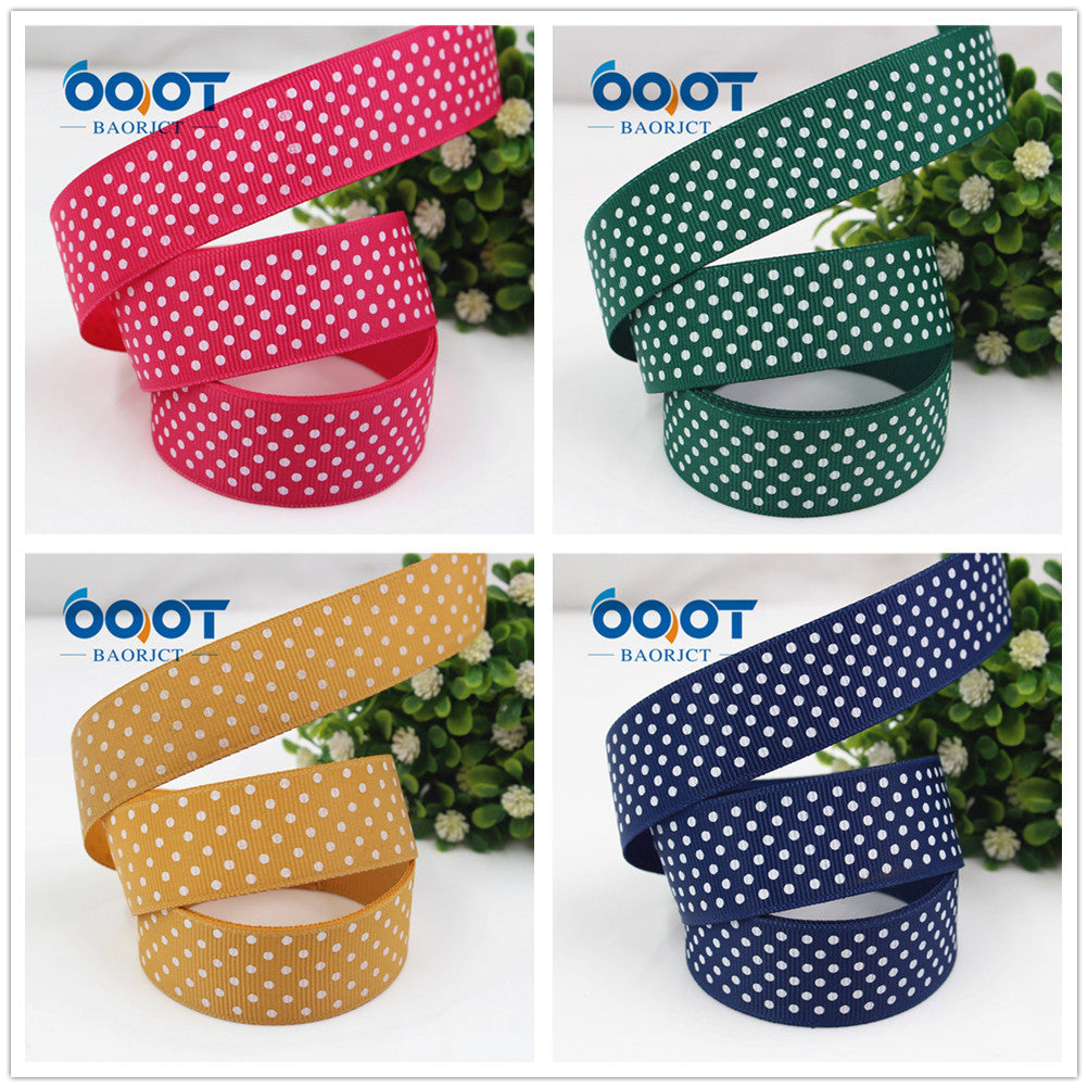 25mm Polka Dot Grosgrain Ribbon, dunkelgrün mit weißen Punkten