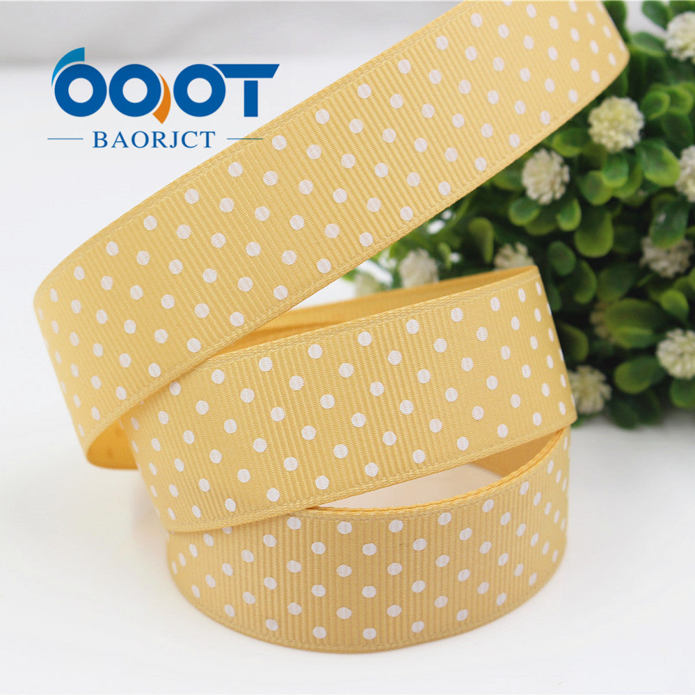 25mm Polka Dot Grosgrain Ribbon, hellgelb mit weißen Punkten