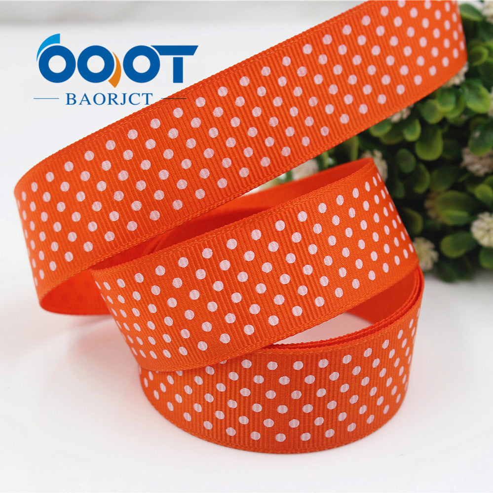 25mm Polka Dot Grosgrain Ribbon, orange mit weißen Punkten