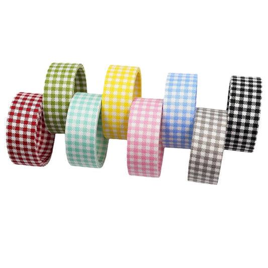 10/25/40mm Checkered Handmade Bow Ribbon 8 Color Pack
