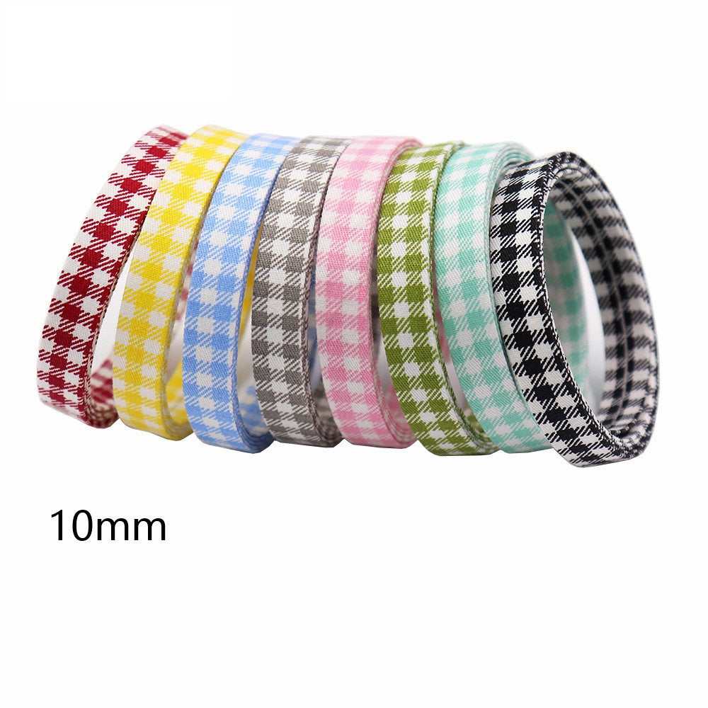 10mm checkered bow ribbon roll set in assorted colors