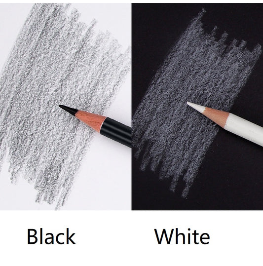 BRUTFUNER 12Pcs Black & White Oily Color Sketch Drawing Pencils