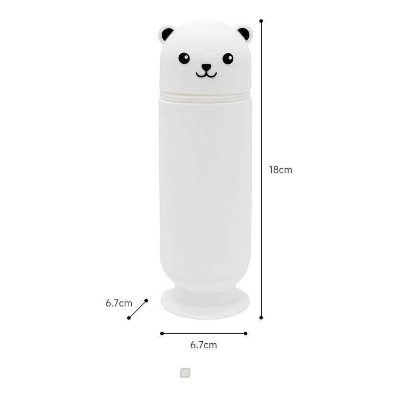 Cartoon Bear Silicone Pencil Case Pen Holder with Suction Cup Stand-Up