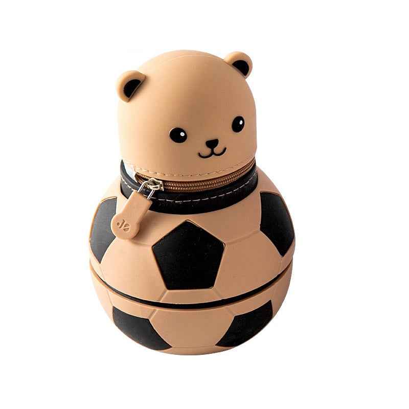 Cute Cartoon Bear Soccer Ball Silicone Pen Holder