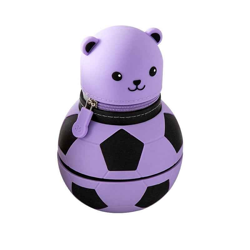 Cute Cartoon Bear Soccer Ball Silicone Pen Holder