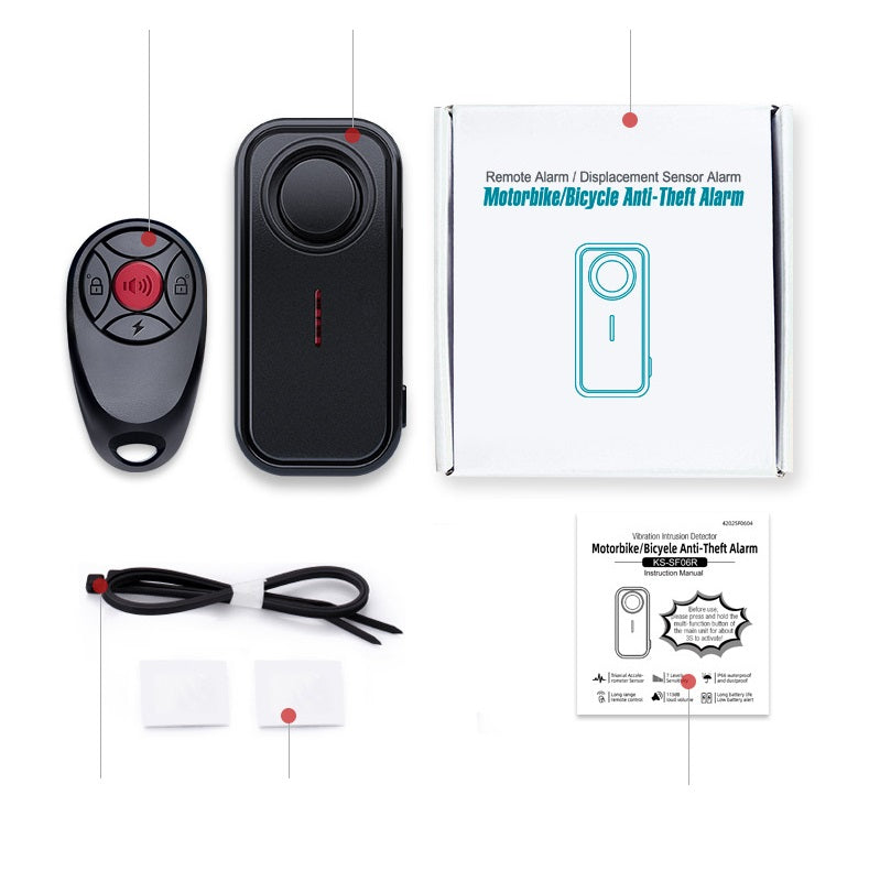 Bicycle Vibration Alarm Waterproof Remote Control Anti-Theft Alert