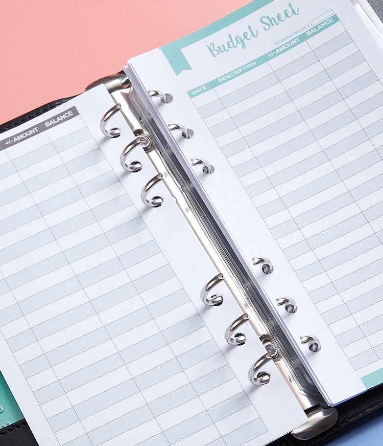 60 Expense Tracker 6-Hole Punched Budget Sheets for A6 Budget Binder