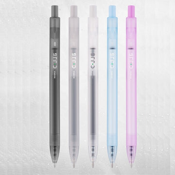 ZEBRA JJ6 Frosted Limited Edition gelpenne, 0.5mm hurtigtørrende sort blæk, 5-pak