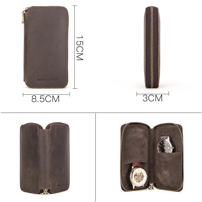 2 Pieces Leather Watch Bracelet Storage Bag Case