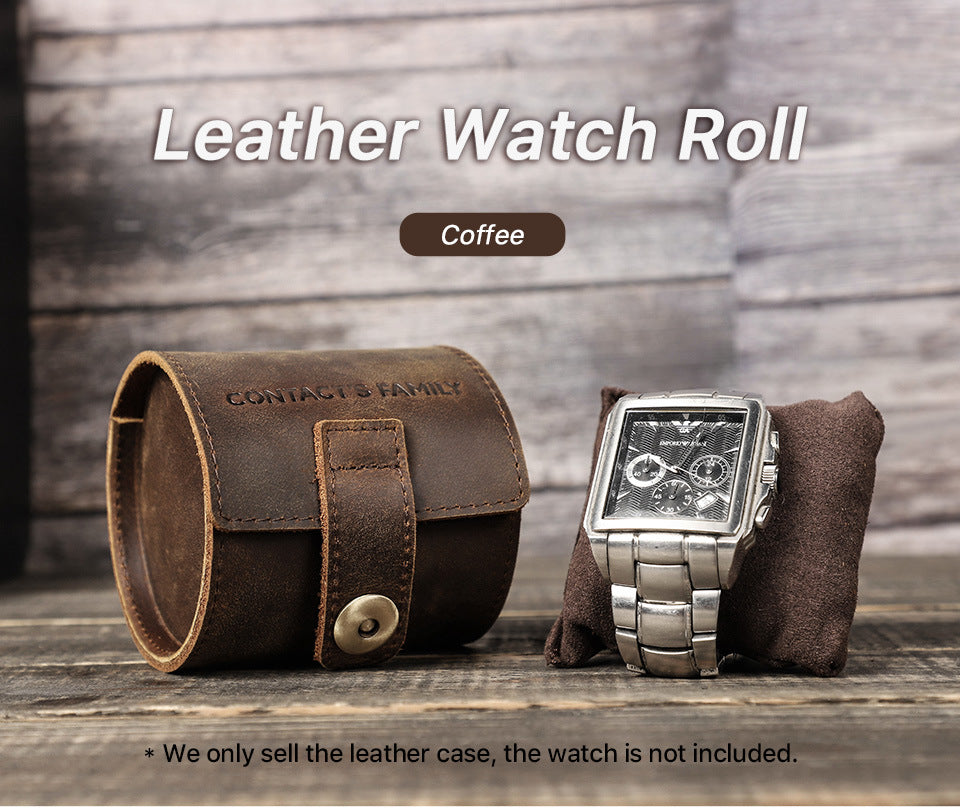 Leather Watch Roll Up Case Single