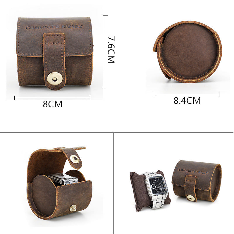 Leather Watch Roll Up Case Single