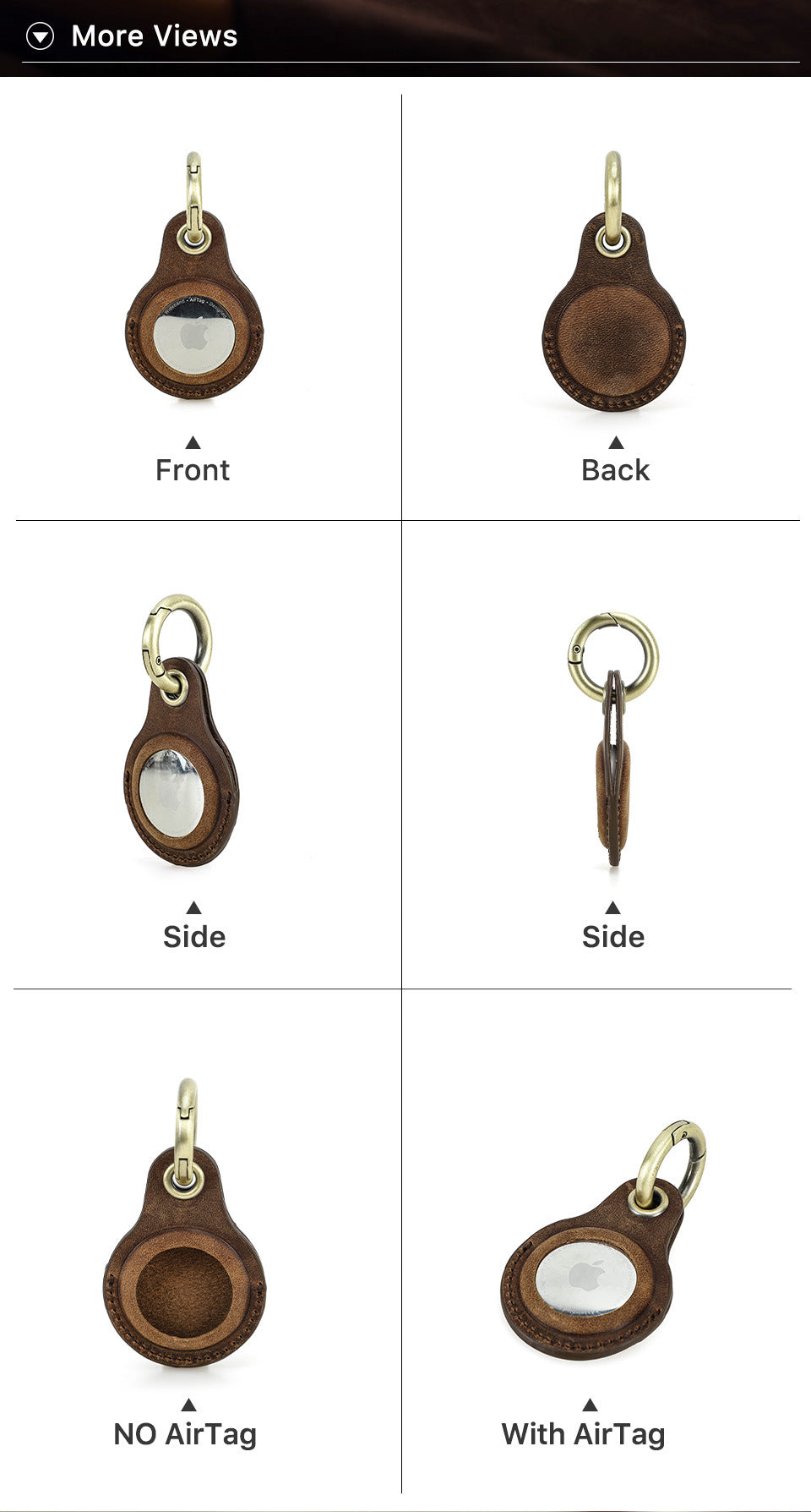 Leather Airtag Key Ring Protective Dog Collar Air Tag Case Holder