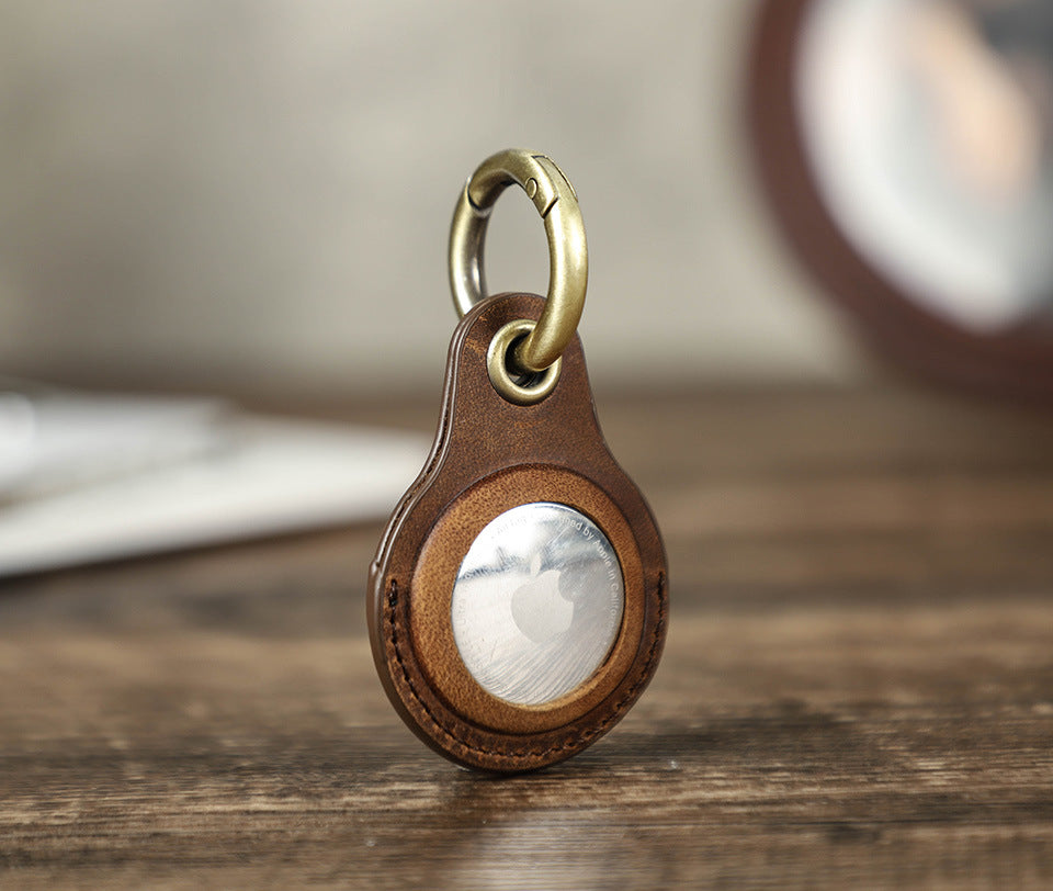 Leather Airtag Key Ring Protective Dog Collar Air Tag Case Holder