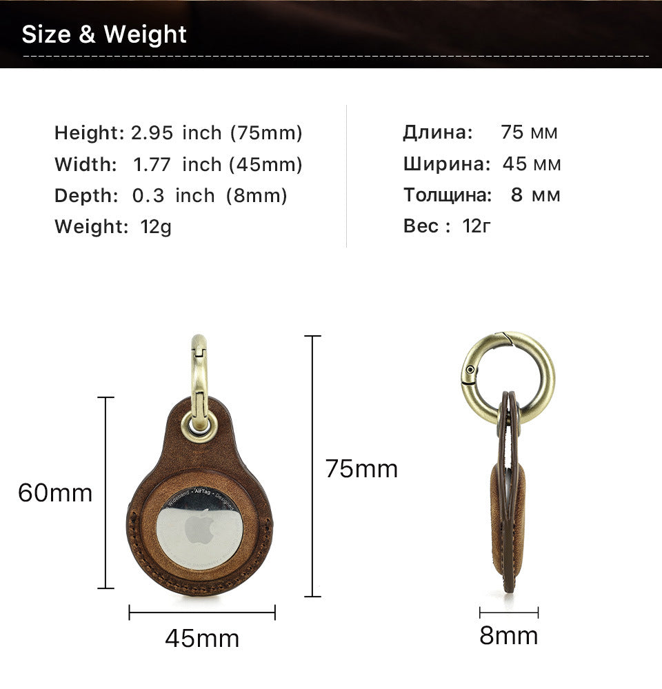 Leather Airtag Key Ring Protective Dog Collar Air Tag Case Holder