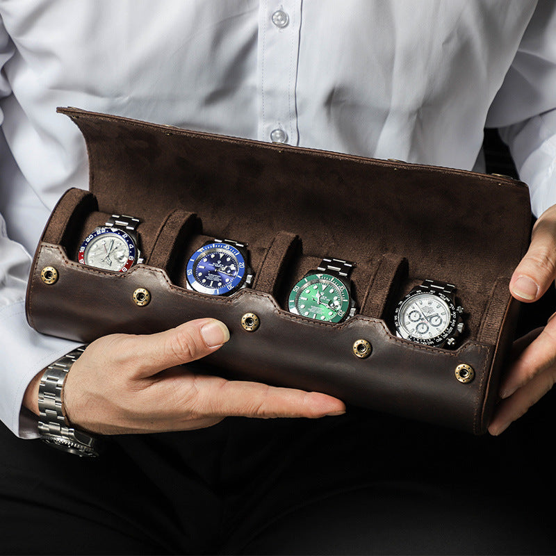 Leather Watch Roll Case 4 Slots Storage Box - TTpen