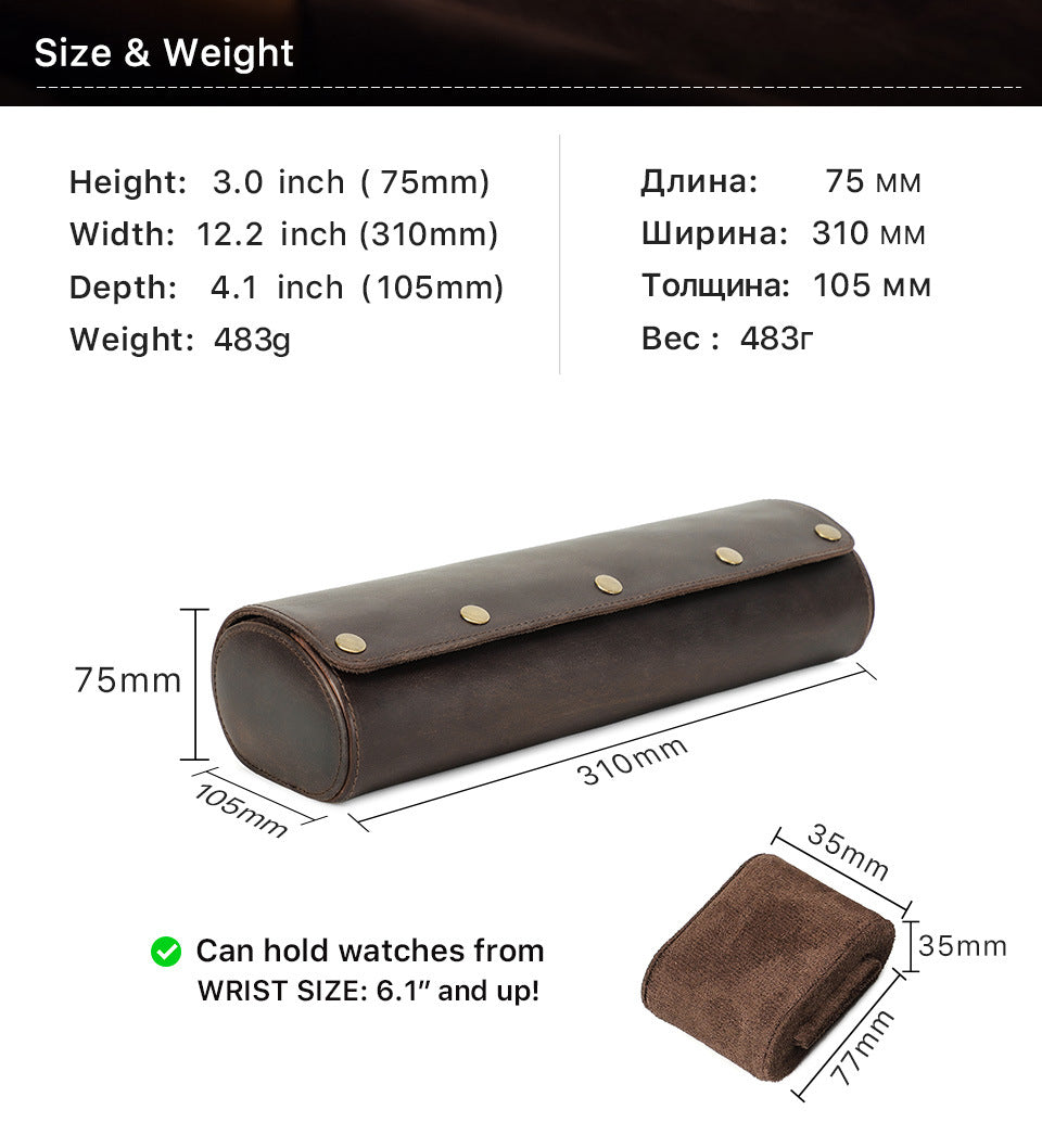 Leather Watch Roll Case 4 Slots Storage Box - TTpen