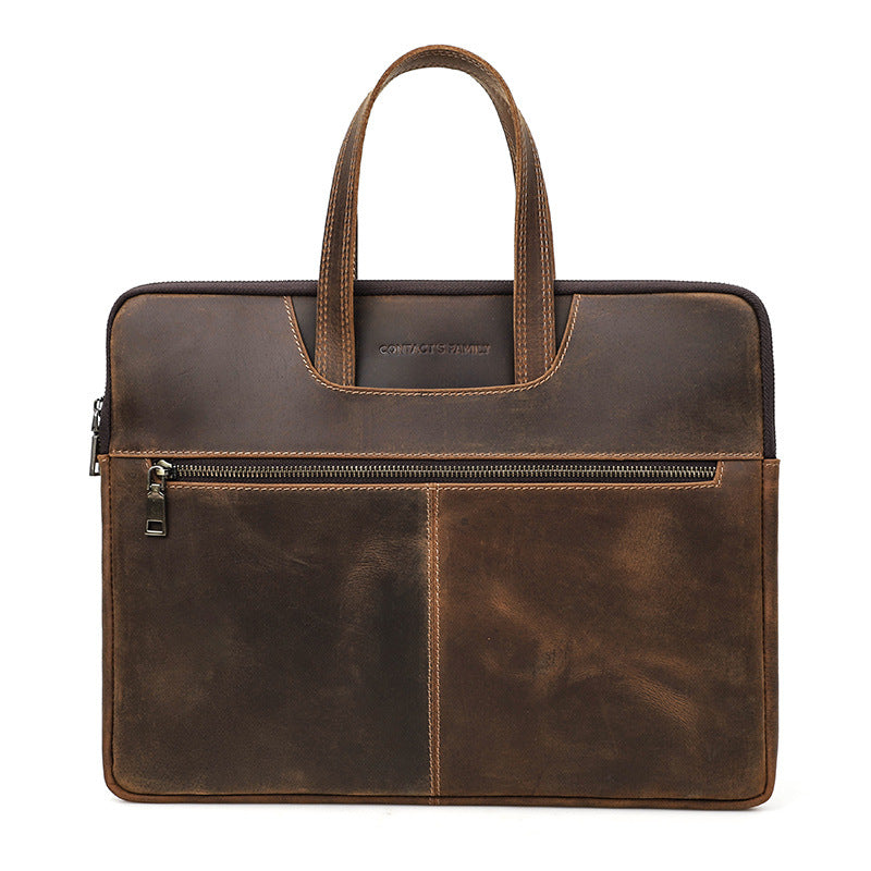 Leather Laptop Briefcase 15.4 inch with 5 Pockets for Macbook Pro Air