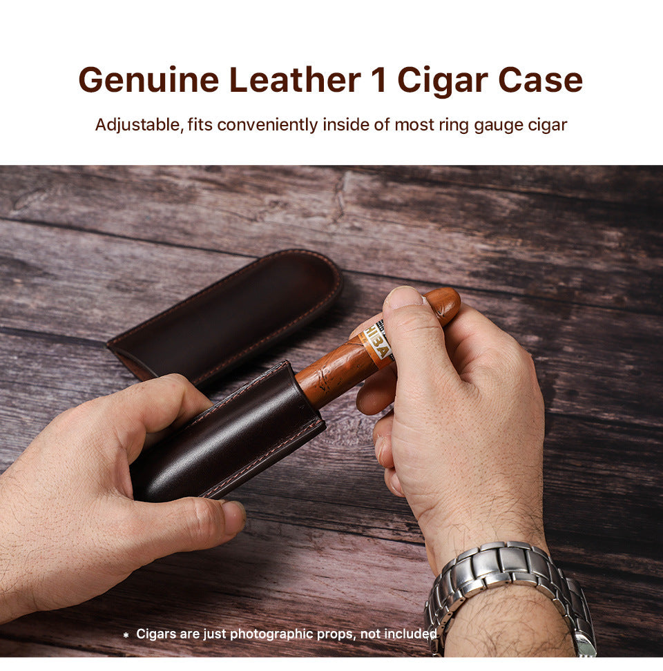 Leather Cigar Case Travel Humidor for Single Cigar